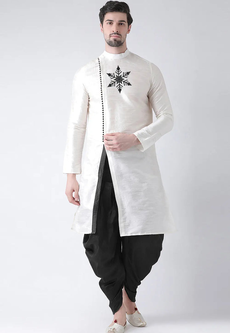 White Dupion Silk Dhoti Kurta