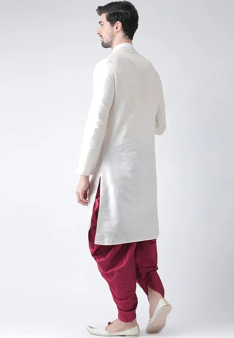 White Dupion Silk Dhoti Kurta