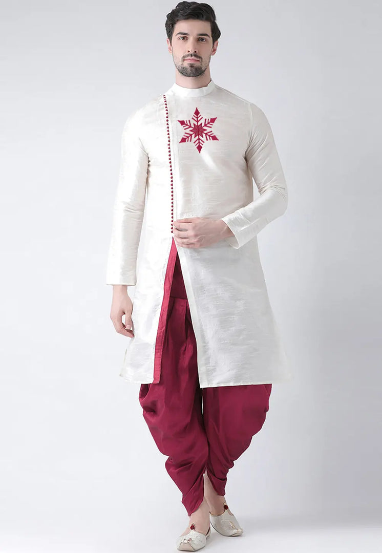 White Dupion Silk Dhoti Kurta