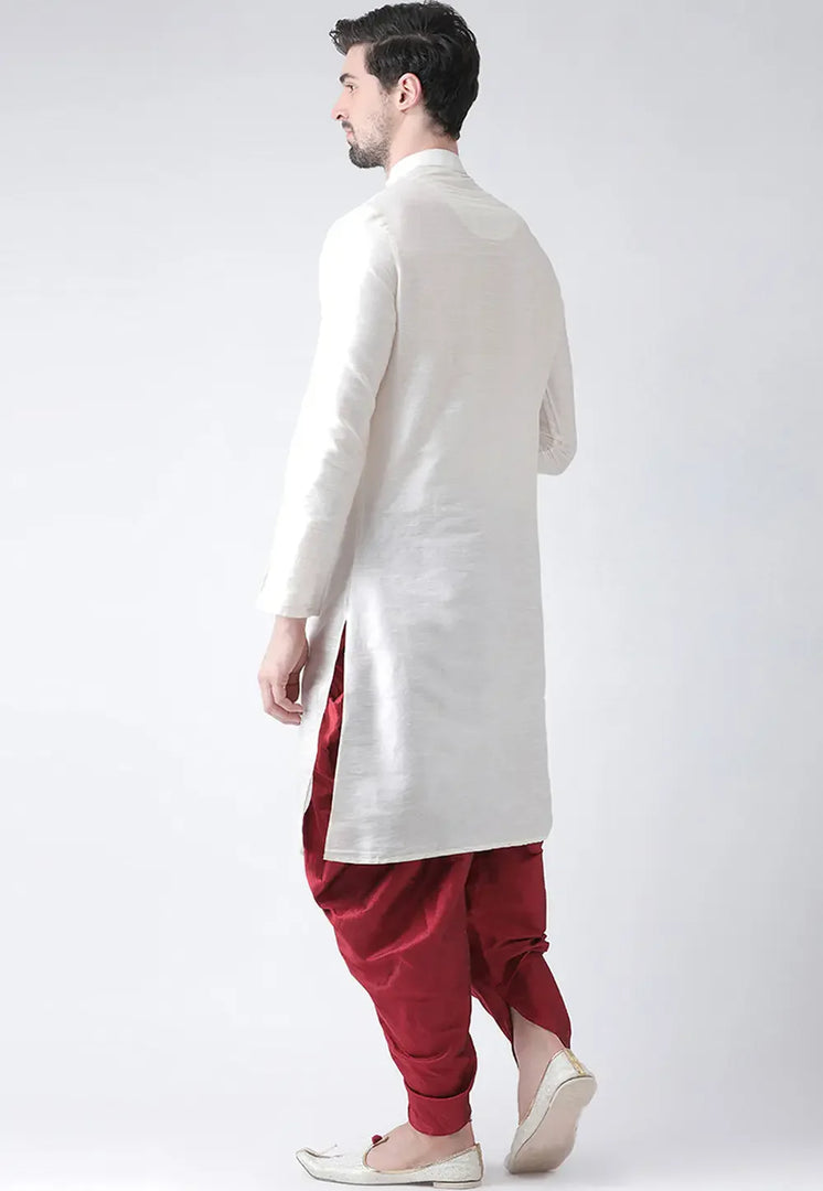 White Dupion Silk Dhoti Kurta