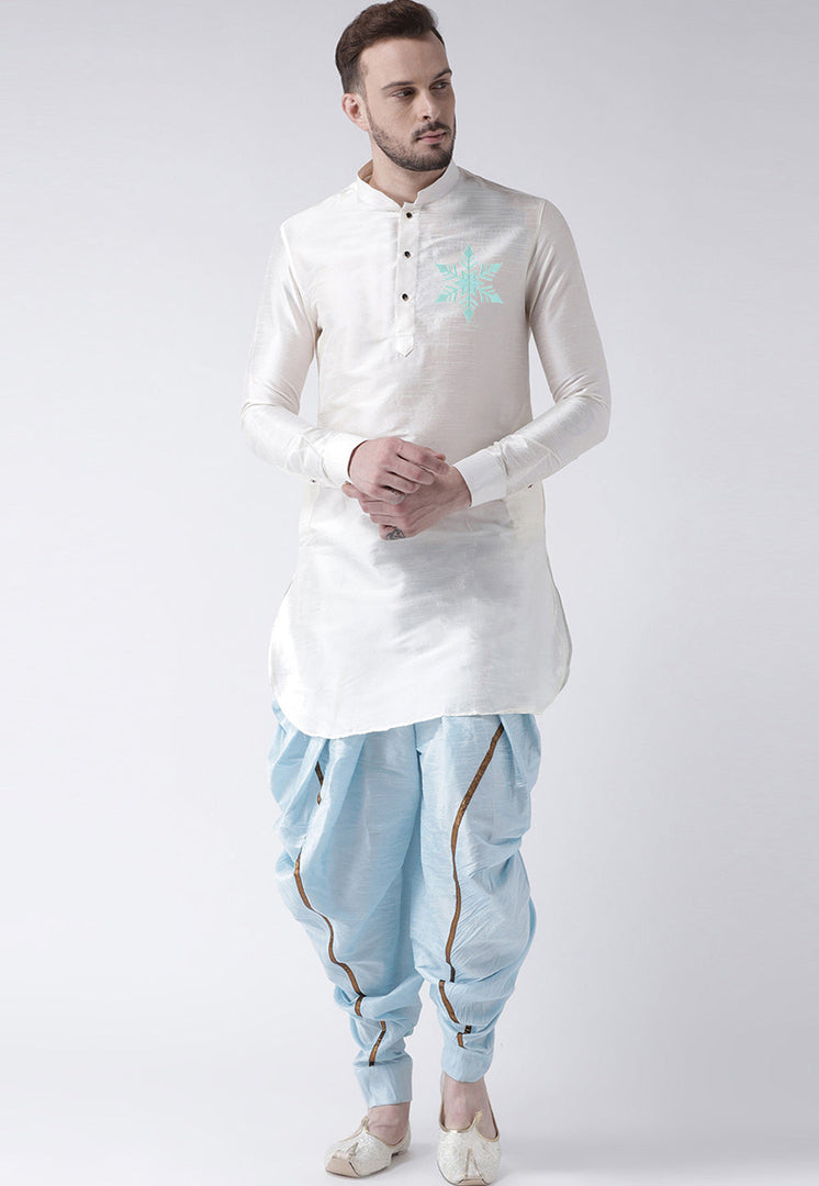 White Dupion Silk Dhoti Kurta