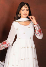 Load image into Gallery viewer, White Faux Georgette Readymade Long Anarkali Suit
