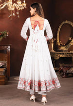 Load image into Gallery viewer, White Faux Georgette Readymade Long Anarkali Suit
