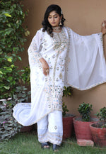 Load image into Gallery viewer, White Faux Georgette Readymade Pakistani Suit
