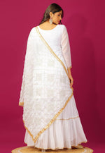 Load image into Gallery viewer, White Faux Georgette Readymade Sharara Suit
