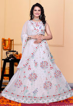 Load image into Gallery viewer, White Georgette A Line Lehenga Choli
