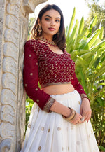Load image into Gallery viewer, Off White Georgette Circular Lehenga Choli
