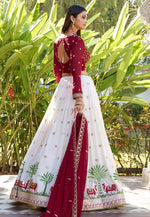 Load image into Gallery viewer, Off White Georgette Circular Lehenga Choli
