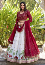 Load image into Gallery viewer, Off White Georgette Circular Lehenga Choli
