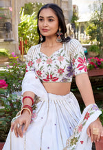 Load image into Gallery viewer, White Georgette Circular Lehenga Choli
