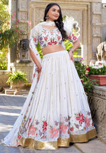 Load image into Gallery viewer, White Georgette Circular Lehenga Choli
