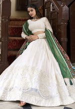 Load image into Gallery viewer, White Georgette Circular Lehenga Choli

