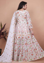 Load image into Gallery viewer, White Georgette Embroidered Long Anarkali Suit
