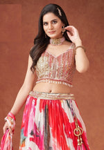 Load image into Gallery viewer, White Georgette Floral print Lehenga choli
