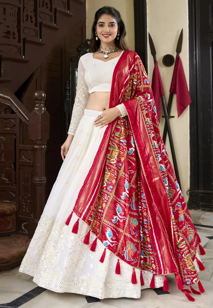 White Georgette Lehenga Choli