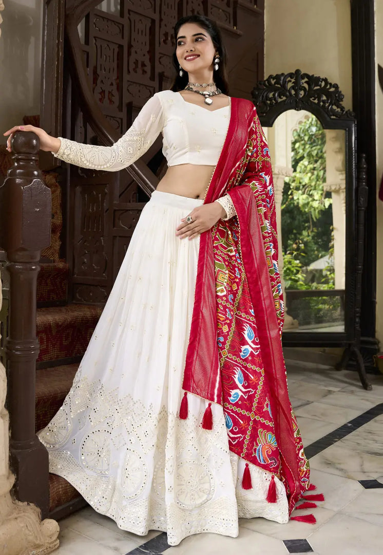 White Georgette Lehenga Choli