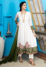 Load image into Gallery viewer, White Georgette Readymade Anarkali Suit
