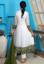 Load image into Gallery viewer, White Georgette Readymade Anarkali Suit
