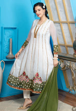 Load image into Gallery viewer, White Georgette Readymade Anarkali Suit
