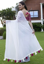 Load image into Gallery viewer, White Georgette Saree With Blouse
