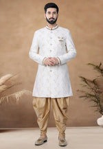 Load image into Gallery viewer, White Jacquard Indo Western Suit
