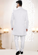 Load image into Gallery viewer, White Jacquard Indo Western Suit
