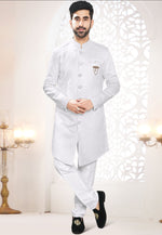 Load image into Gallery viewer, White Jacquard Indo Western Suit
