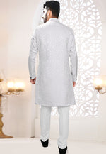 Load image into Gallery viewer, White Jacquard Indo Western Suit

