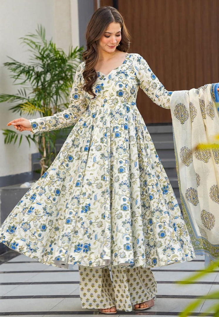 White Muslin Readymade Pakistani Suit