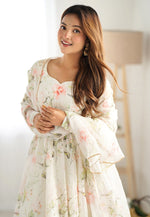 Load image into Gallery viewer, White Organza Readymade Pant Style Suit
