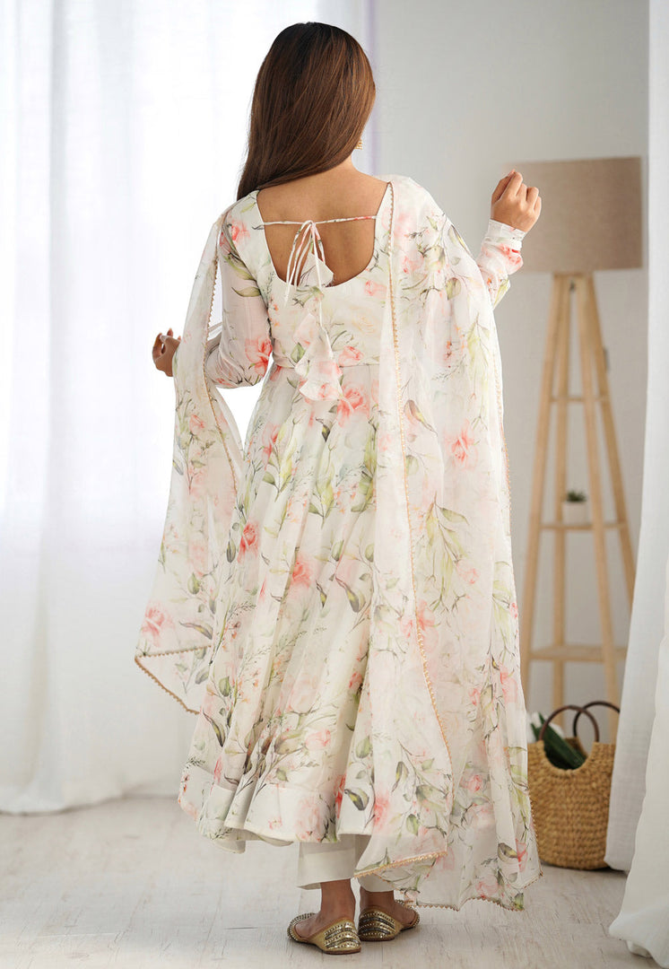 White Organza Readymade Pant Style Suit