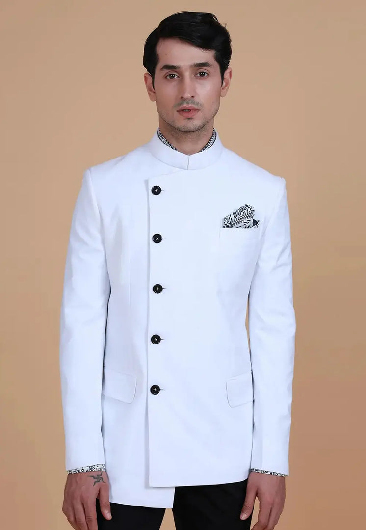 White Rayon Jodhpuri Suit