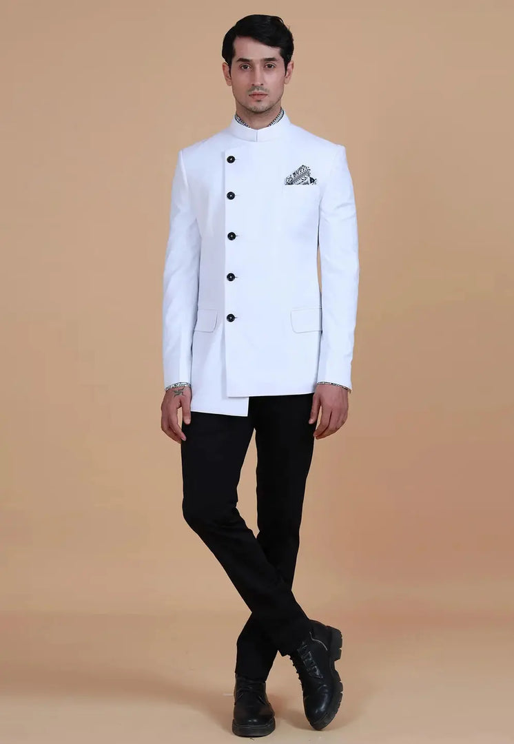 White Rayon Jodhpuri Suit