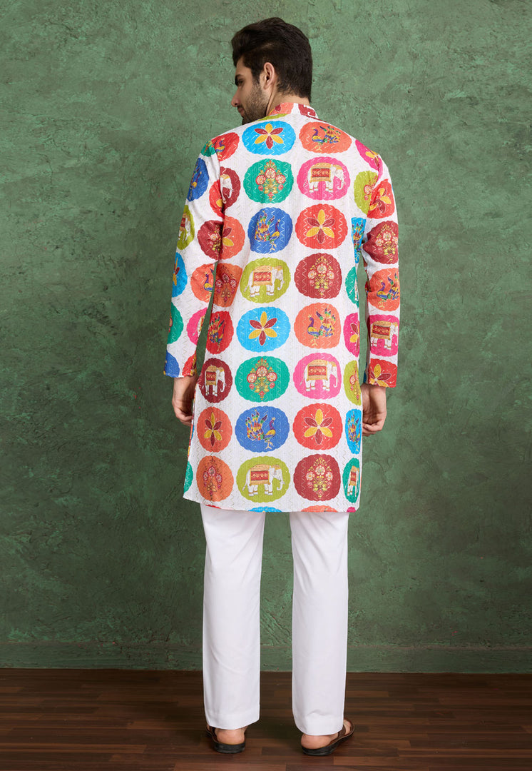 White Rayon Kurta Pajama
