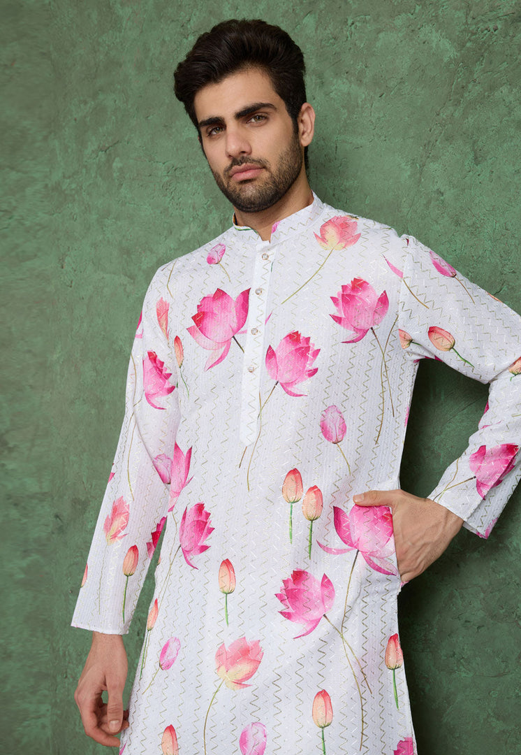 White Rayon Kurta Pajama