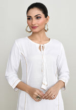 Load image into Gallery viewer, White Rayon Kurta Set With Palazzo
