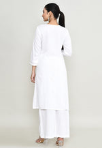 Load image into Gallery viewer, White Rayon Kurta Set With Palazzo

