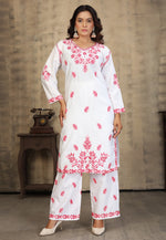 Load image into Gallery viewer, White Rayon Kurta Set With Palazzo
