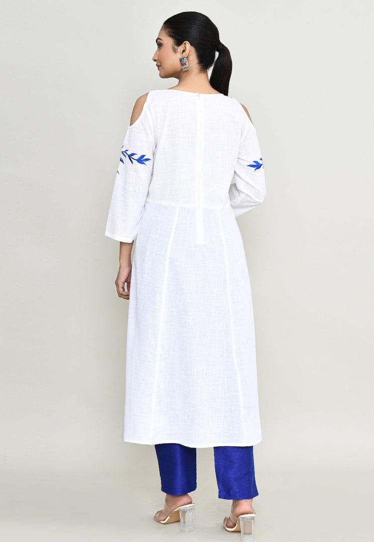 White Rayon Kurta Set With Pant