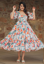 Load image into Gallery viewer, White Rayon Printed Gown
