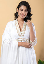 Load image into Gallery viewer, White Rayon Readymade Anarkali Suit
