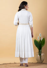Load image into Gallery viewer, White Rayon Readymade Anarkali Suit
