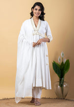 Load image into Gallery viewer, White Rayon Readymade Anarkali Suit
