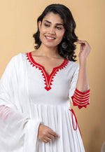 Load image into Gallery viewer, White Rayon Readymade Anarkali Suit
