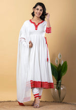 Load image into Gallery viewer, White Rayon Readymade Anarkali Suit
