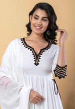 Load image into Gallery viewer, White Rayon Readymade Anarkali Suit
