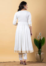 Load image into Gallery viewer, White Rayon Readymade Center Slit Anarkali Suit
