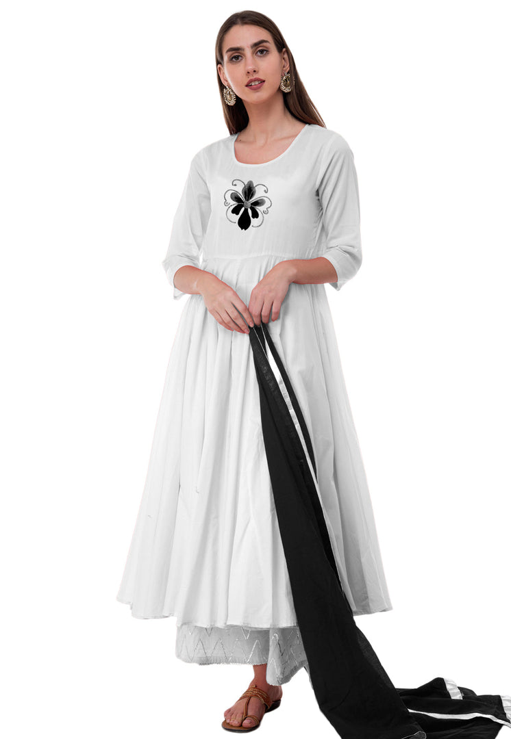 White Rayon Readymade Pakistani Suit