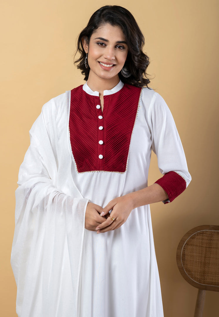 White Rayon Readymade Pakistani Suit