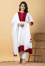 Load image into Gallery viewer, White Rayon Readymade Pakistani Suit
